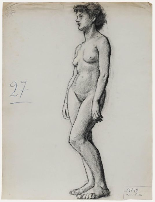 Pierre Neveu (b.1929) - Mid 20th Century Charcoal Drawing, Study of a Lady II
