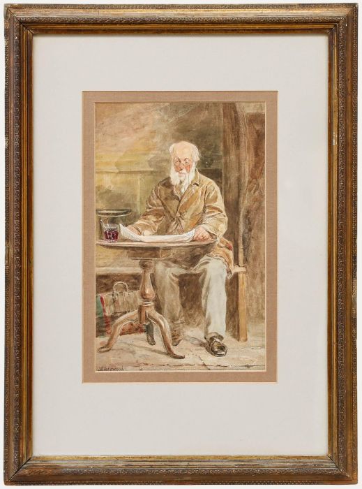 M. Haywood - Framed Late 19th Century Watercolour, Reading the Morning Paper