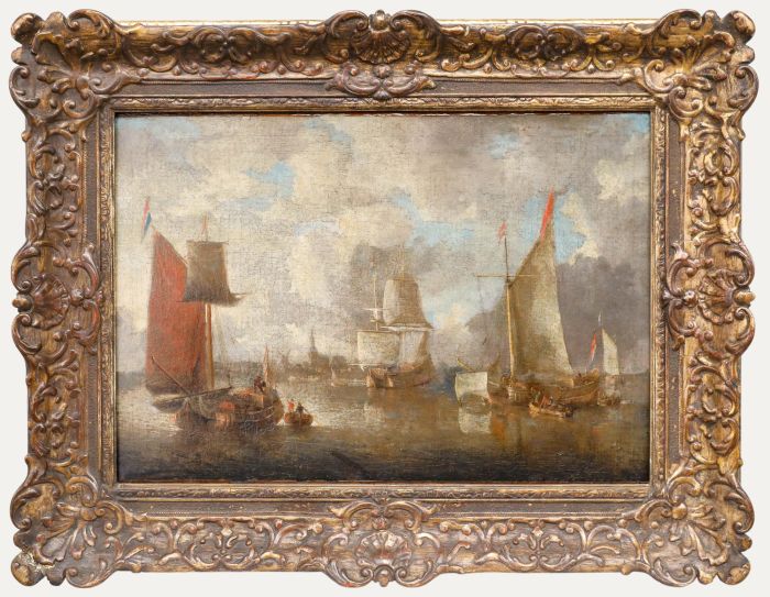 Dutch School 17th Century Oil - Ships Heading to Sea