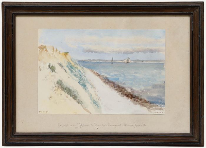 Naive Late 19th Century Watercolour - View of the Highlands at Martha's Vineyard