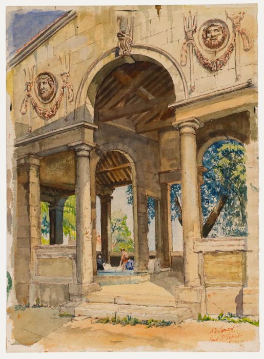 Mid 20th Century Watercolour - Le Lavoir de l’Hôpital