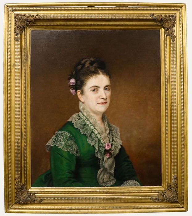 Ellen Stevens Bromley Phillips - American School 1873 Oil, The Artist's Wife