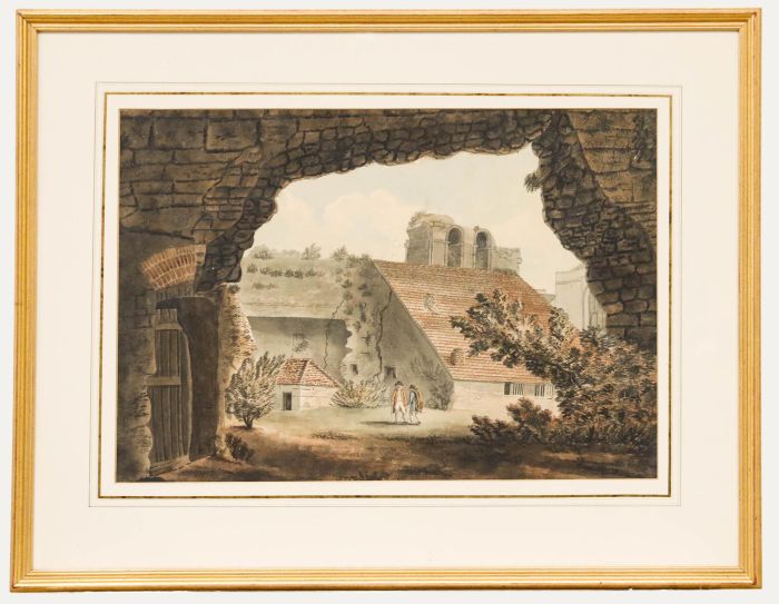 H. Cromwell - 1797 Watercolour, The Ruins of Wolvesey Castle, Winchester