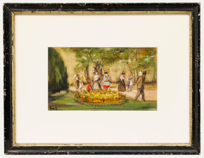 Early 20th Century Watercolour - A Walk in the Park