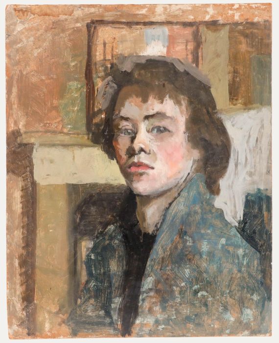 Pauline Plummer (b.1933) - 20th Century Oil, Lady in a Green Jacket