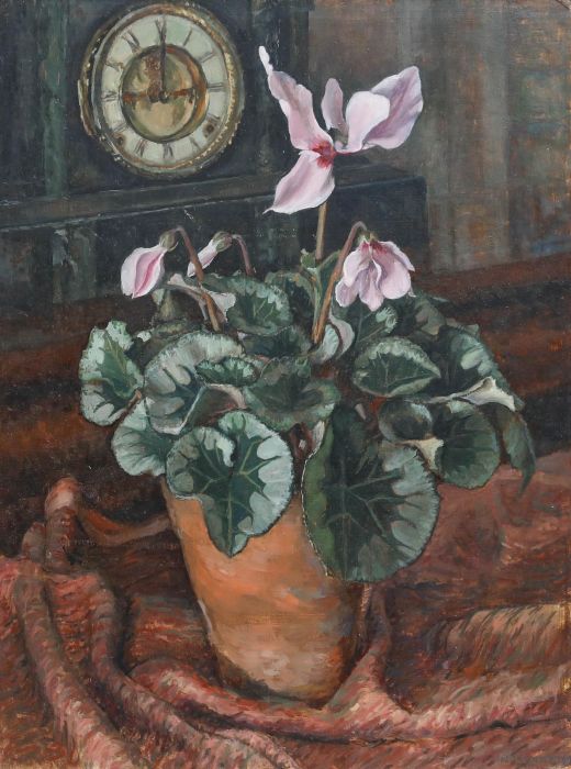 Pauline Plummer (b.1933) - 20th Century Oil, Pink Cyclamen