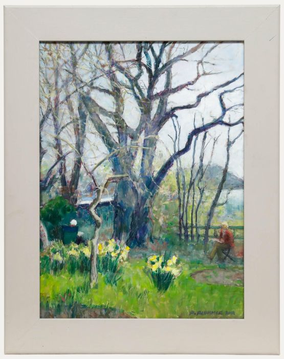 Pauline Plummer (b.1933) - Framed Contemporary Oil, Enjoying Diana's Garden
