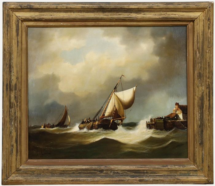Johan van der Linde Jr. (1887-1956) - Early 20th Century Oil, Fishing Boats
