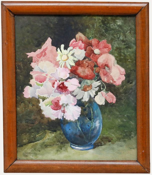 Framed Early 20th Century Watercolour - Still Life of Flowers in a Vase