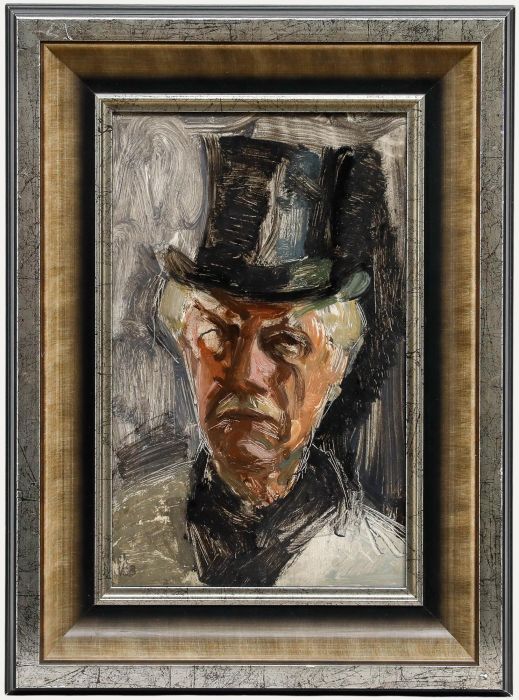 Willem Kouwer Boomkens (1911-1991) - Mid 20th Century Oil, Man in a Top Hat