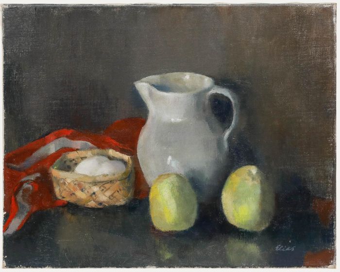 Joke Hartman-Elias (1906-2004) - Mid 20th Century Oil, Jug, Apples & Eggs