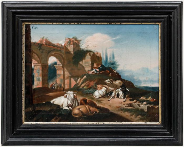 Italian School c.1800 Oil - The Sleeping Shepherd