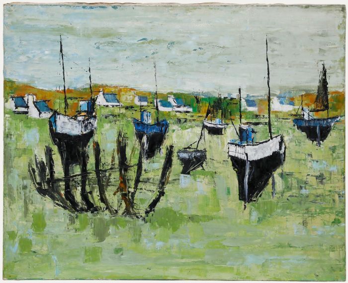 20th Century Oil - Beached Sailboats