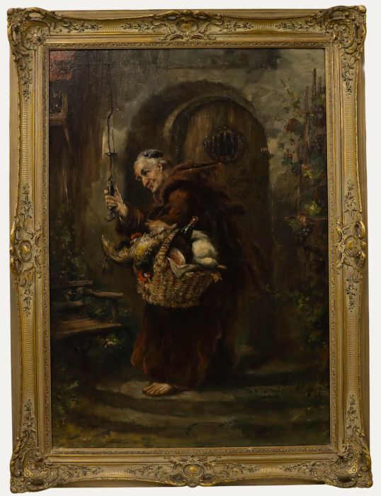 D. Erlhofer - Early 20th Century Oil, Monk at the Gate