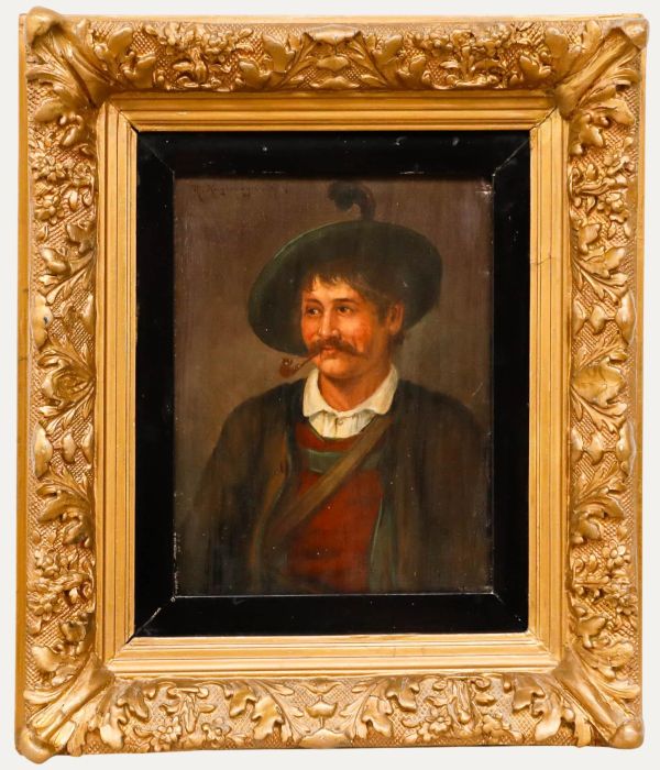 Max Kuglmayr (1863-c.1930) - 1907 Oil, Portrait of a Man Smoking a Pipe