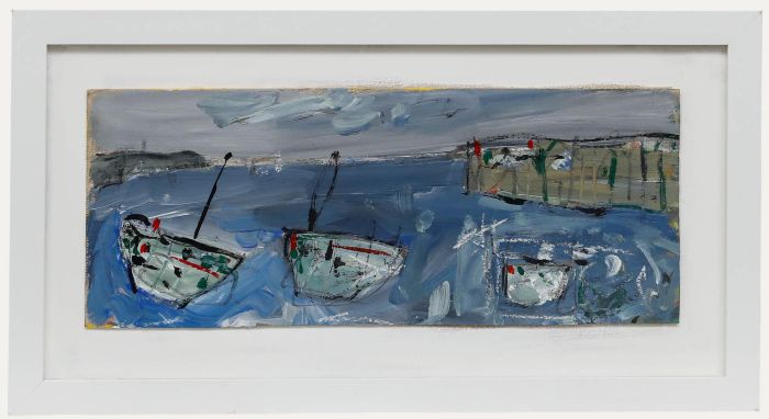 Onslow Sykes (1953-2017) - Framed Contemporary Oil, Newlyn Boats