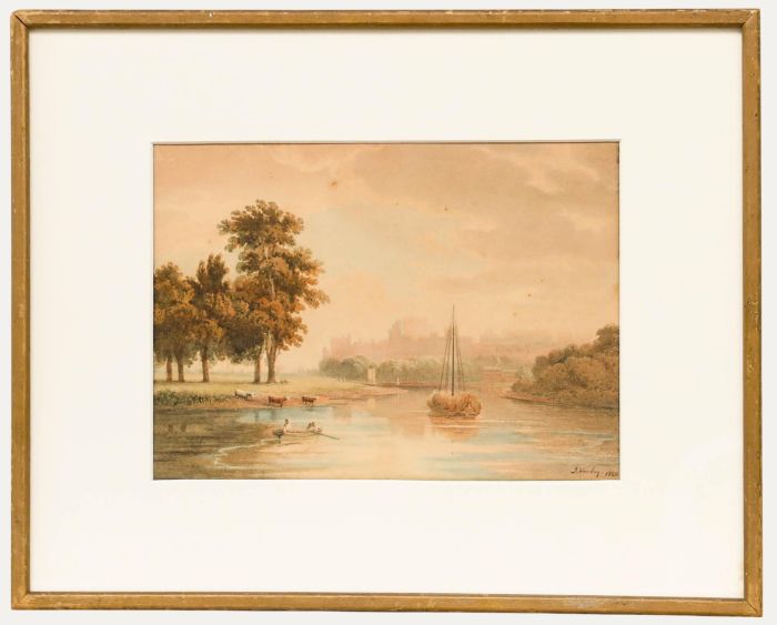 John Varley (1778-1842) - 1840 Watercolour, Windsor Castle from the Thames
