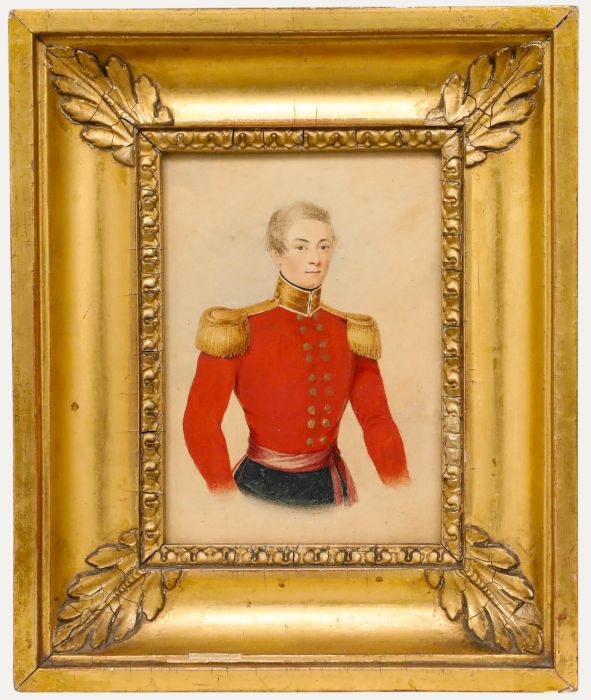 Framed Early 19th Century Watercolour - Portrait of a British Military Officer