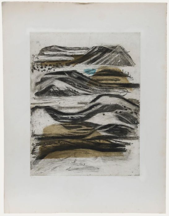 Betty Connal Peebles (1935-1999) - 20th Century Collagraph, Abstract Mountains