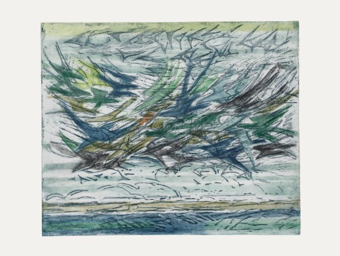 Betty Connal Peebles (1935-1999) - 20th Century Collagraph, L'Oiseaux de Passage