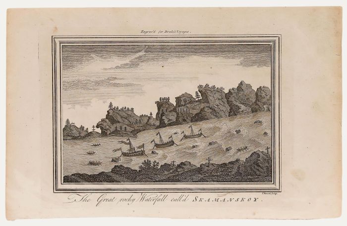Emanuel Bowen - Engraving, The Great Rocky Waterfall Call'd Skamanskoy