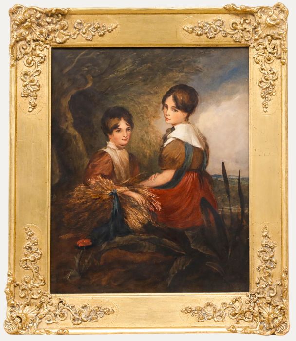 English School 19th Century Watercolour - Gathering the Grain
