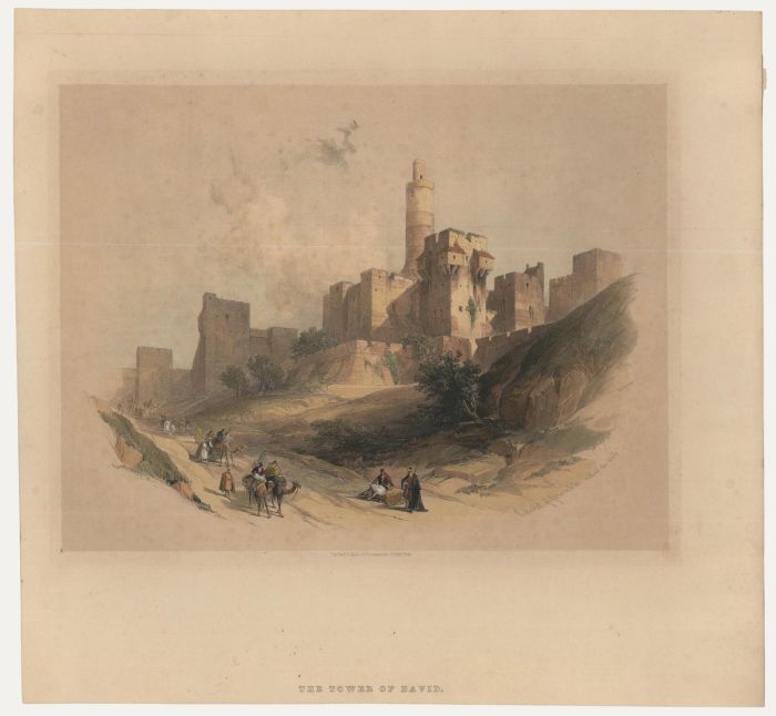 Louis Haghe after David Roberts - 19th Century Lithograph, The Tower of David