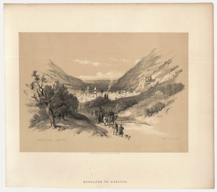 Louis Haghe after David Roberts - 19th Century Lithograph, Entrance to Nablous
