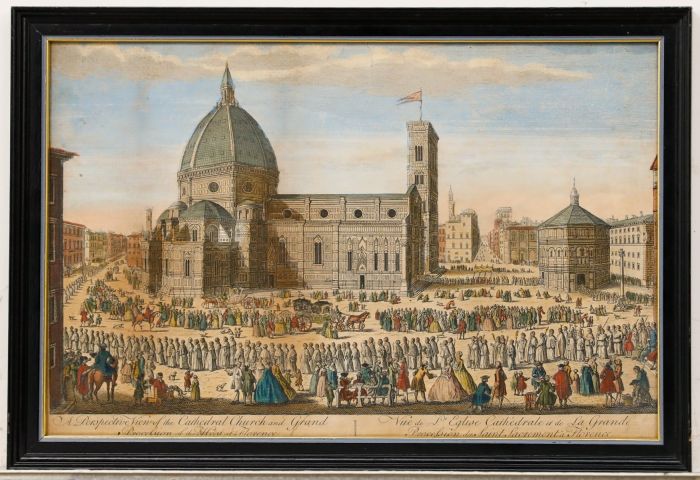 Vue d'Optique - 18th Century Engraving, A View of the Cathedral in Florence