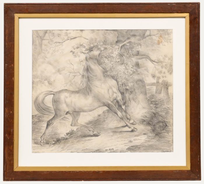 After Carle Vernet (1758-1836) - 1833 Graphite Drawing, Wild Horse
