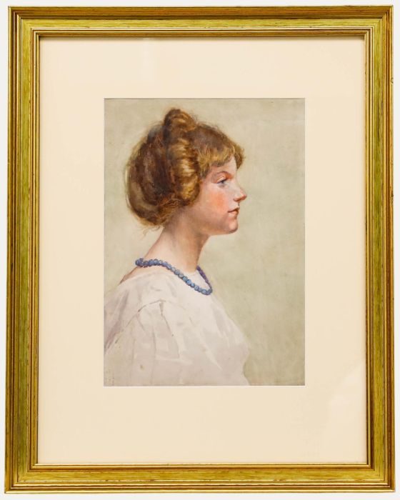 Early 20th Century Watercolour - Portrait of a Young Woman in Profile