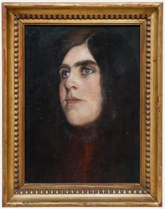 Heinrich Plühr (1859-1953) - Early 20th Century Oil, Grey Eyed Girl