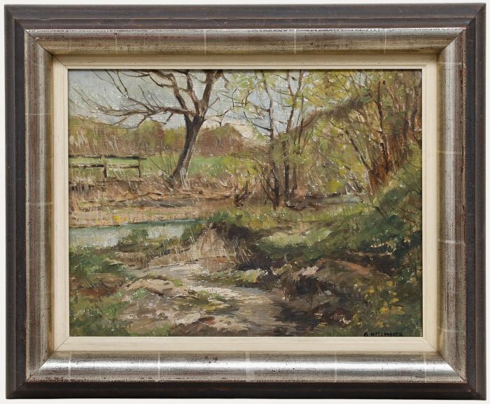 Otto Hellmeier (1908-1996) - 20th Century Oil, Stream at the Edge of the Forest
