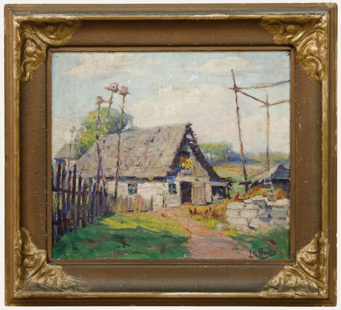 Lou C. Hanks - Impressionist Mid 20th Century Oil, Farm in Summer