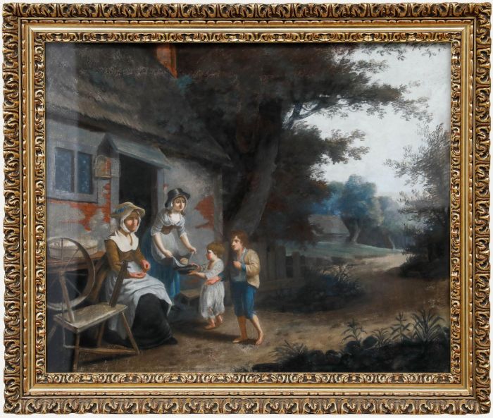 Follower of Francis Wheatley RA - Framed 19th Century Pastel, Buying Bread