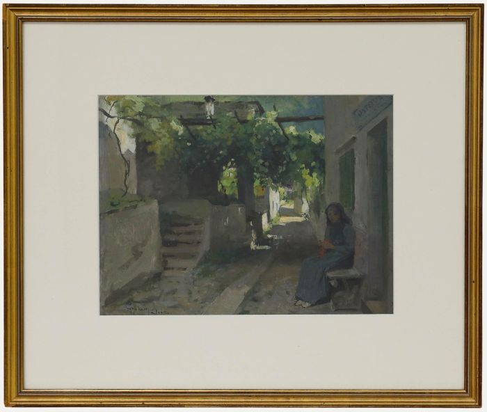 Graham Petrie - Early 20th Century Oil, Girl Outside the Inn