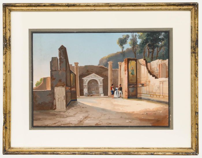 Attrib. Gioacchino La Pira (act.1839-1870) - Gouache, Casa della Fontana Grande
