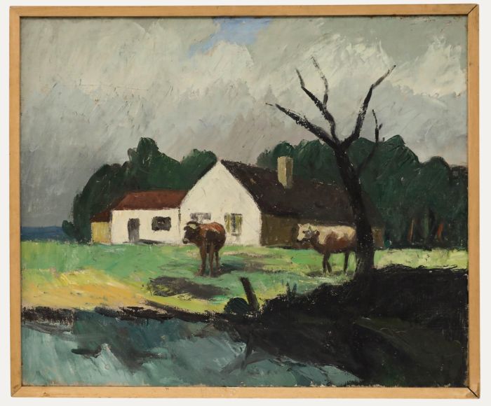 Georges Joubin (1888-1983) - Framed Mid 20th Century Oil, View of a Farm