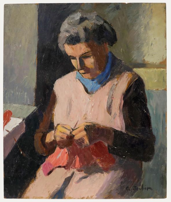 Georges Joubin (1888-1983) - Mid 20th Century Oil, Knitting