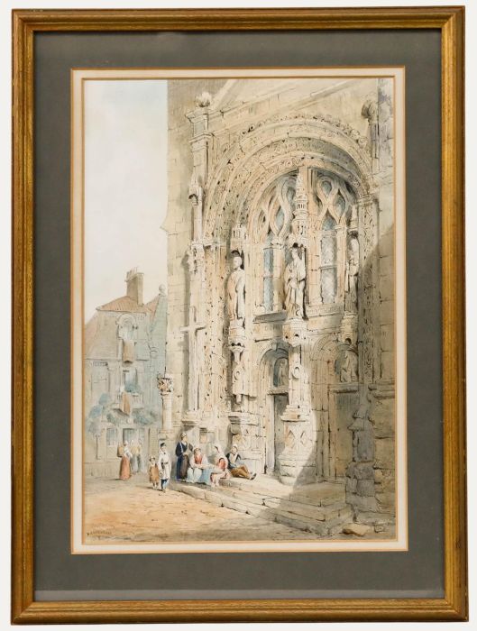W.H. Chambers after Samuel Prout - 1887 Watercolour, Porch of St. Symphorien
