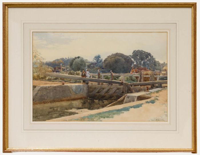 John Fraser (1858-1927) - Framed 1889 Watercolour, Whitchurch Lock
