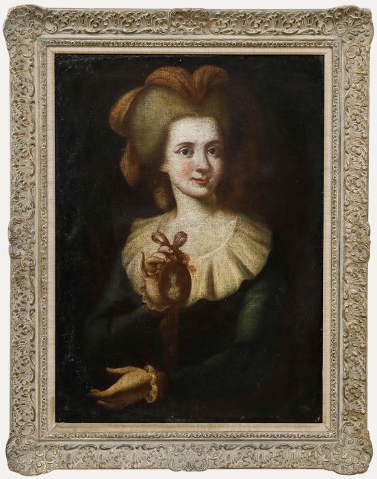 Fine 18th Century Oil - Portrait of a Lady with Miniature