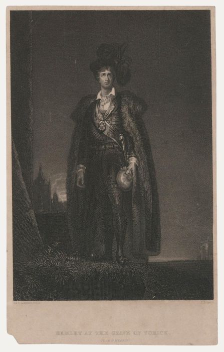 John Rogers after Sir Thomas Lawrence - Engraving, Hamlet at the Grave of Yorick