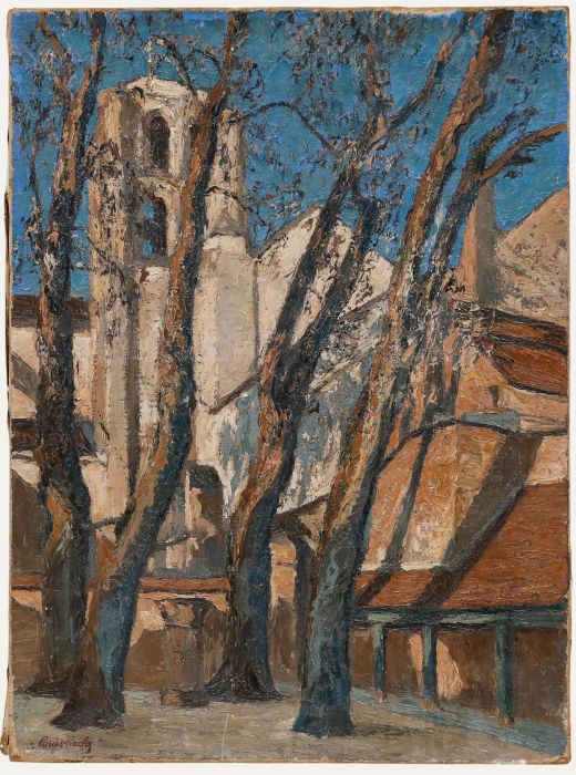 Louis Hache (b.1893) - Mid 20th Century Oil, Vézelay Abbey