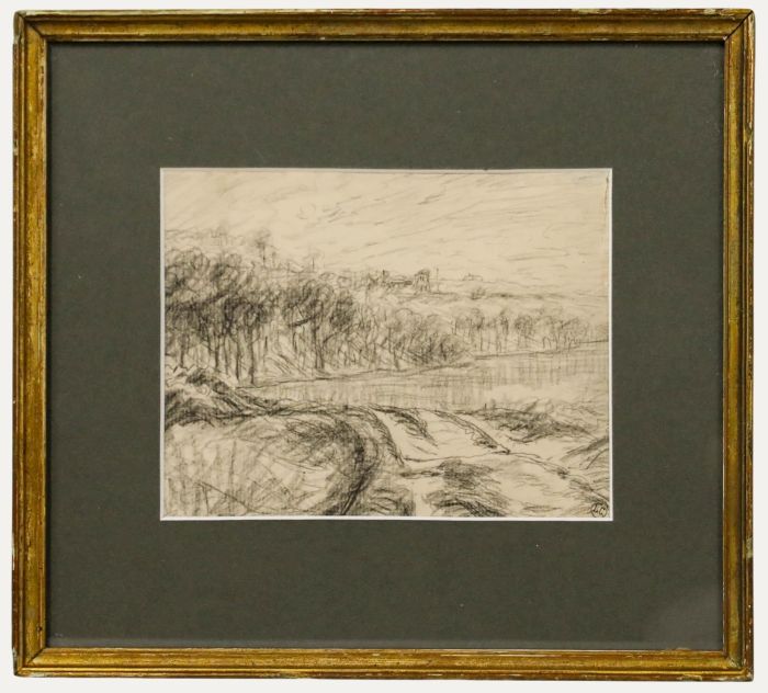 Louis Hilaire Carrand (1821-1899) - 19th Century Graphite Drawing, Lake Study