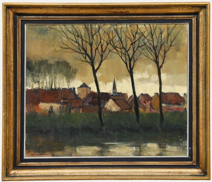 Michel Dutrieu (1910-1993) - Mid 20th Century Oil, The River Bank