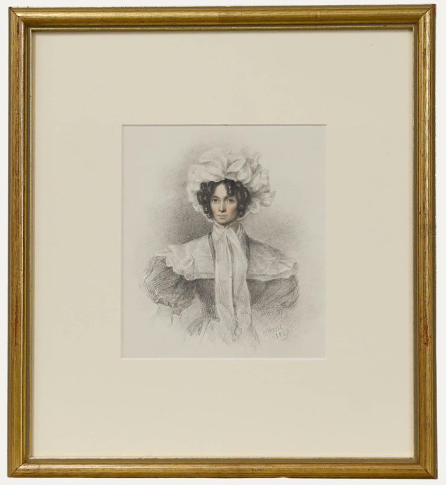 William Moore (1790-1851) - 1829 Graphite Drawing, Portrait of Sarah Flower