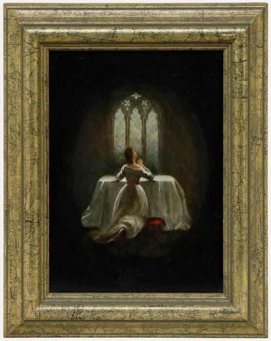 George Morris - Framed 1942 Oil, Young Woman in Prayer