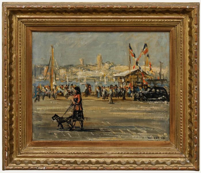 Urs Heinrich Otto Waser (1913-2008) - Framed Oil, At the Ferry Crossing