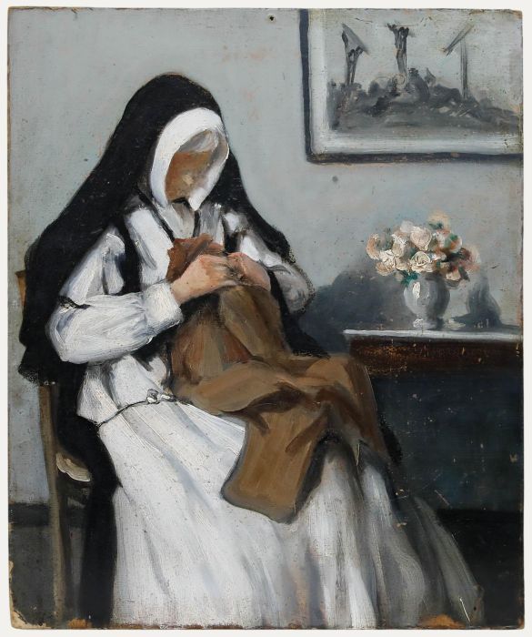Christophe Woog - Mid 20th Century Oil, Portrait of a Nun